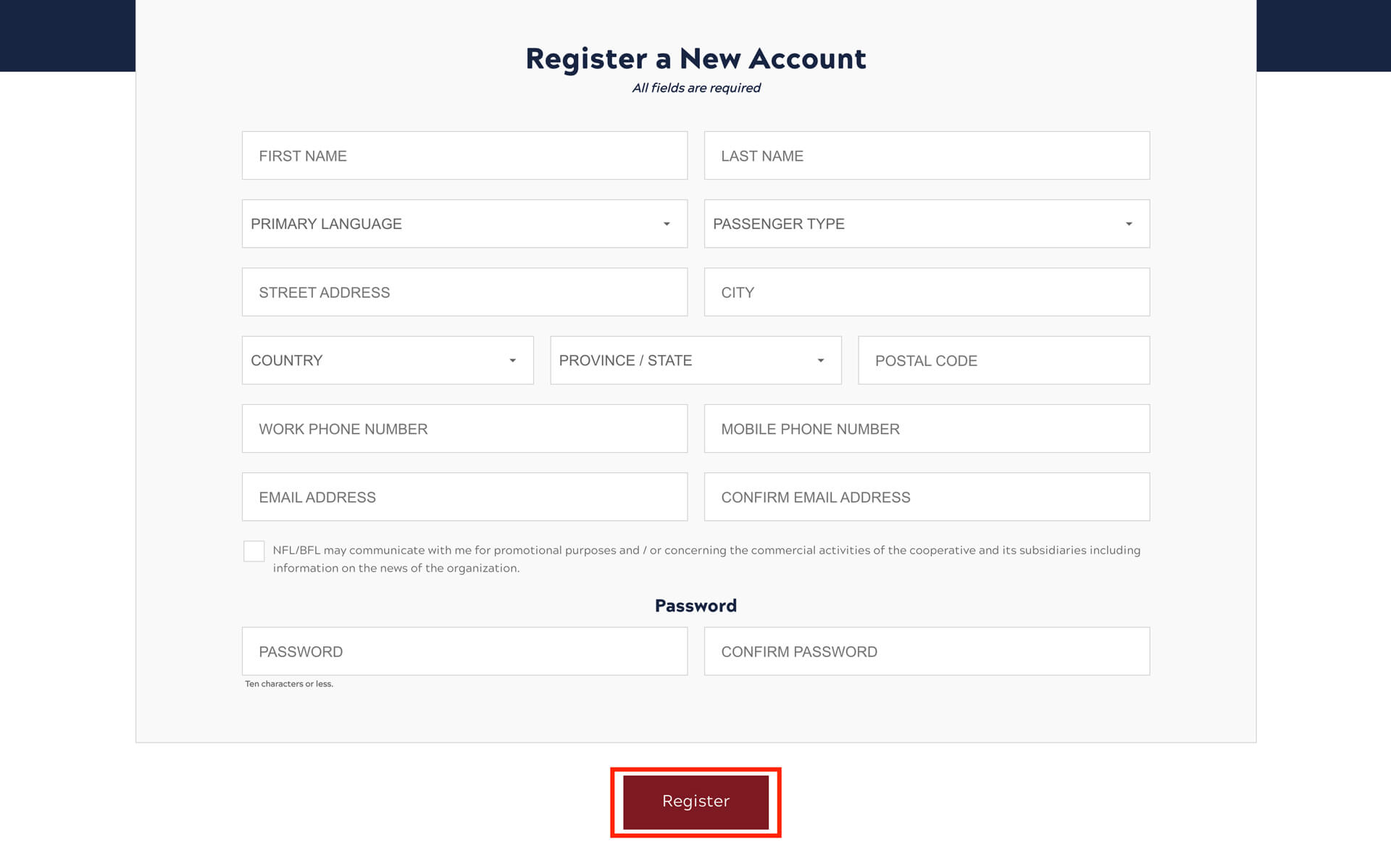 Register a new account