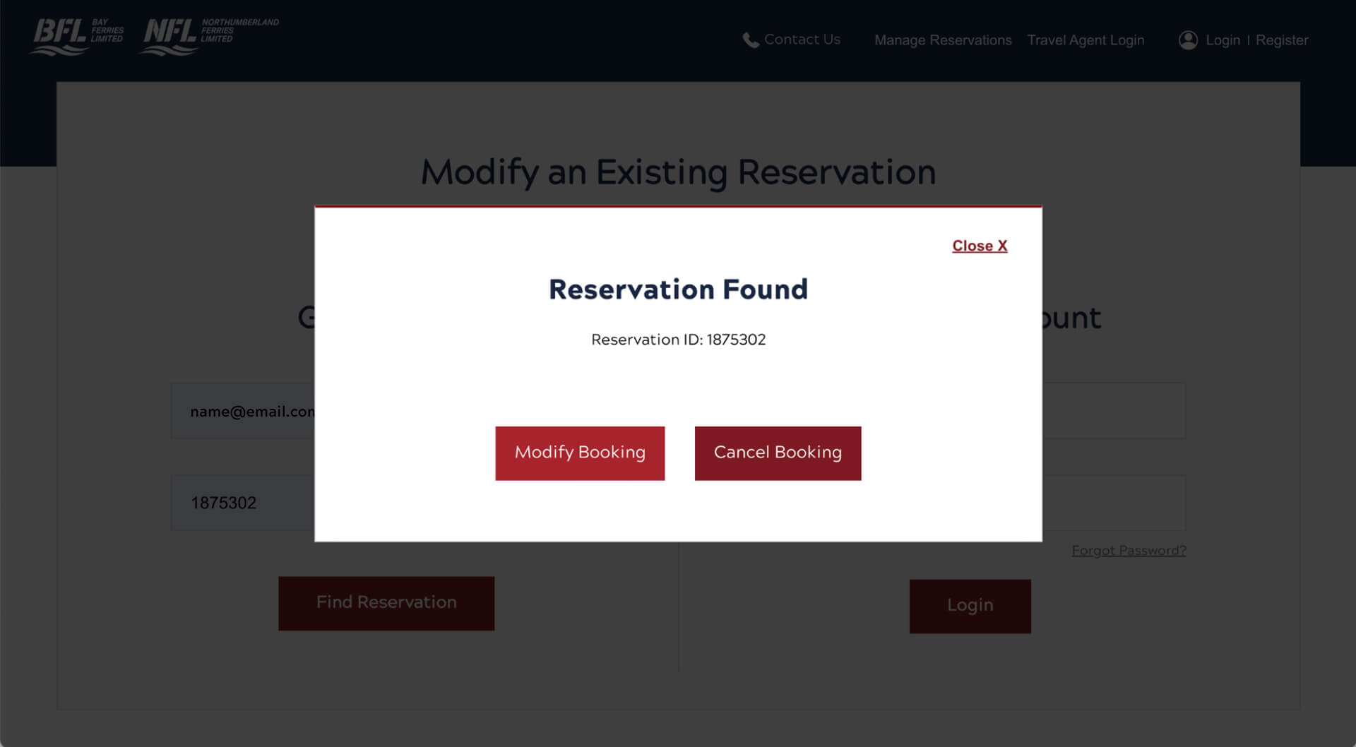 Reservation Found