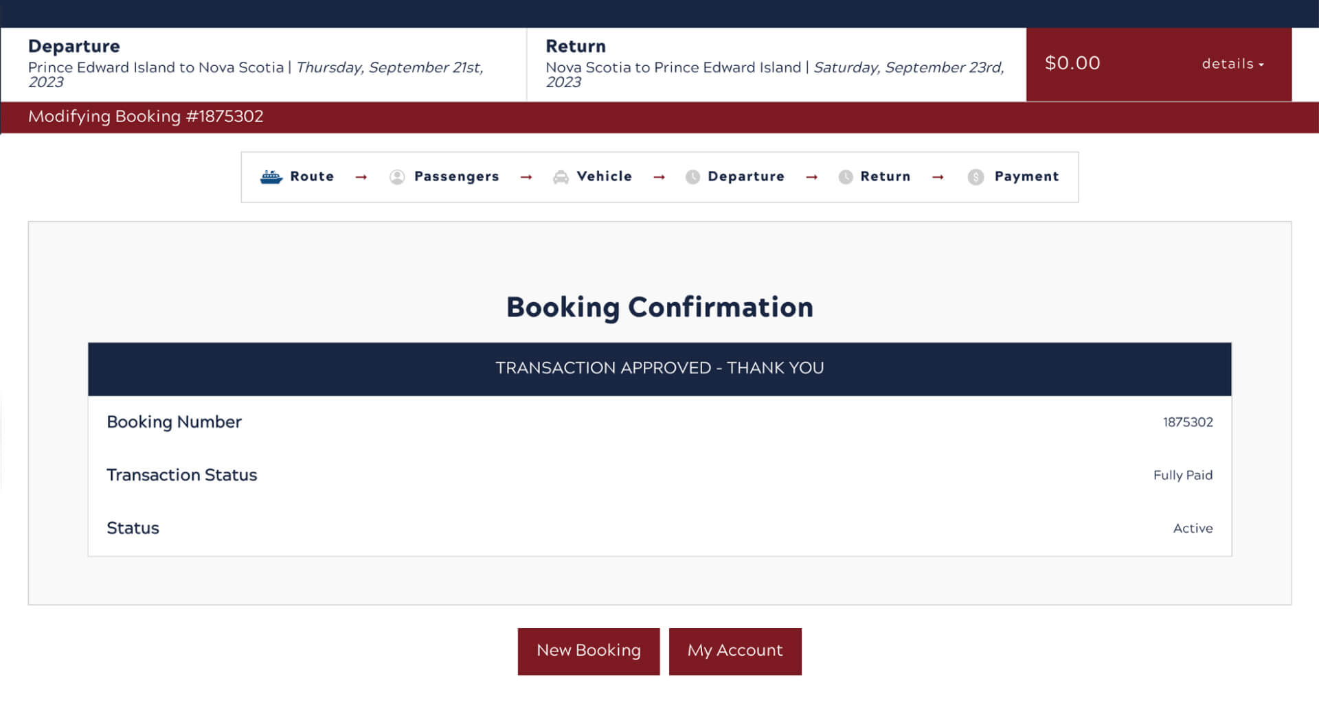 Booking Confirmation