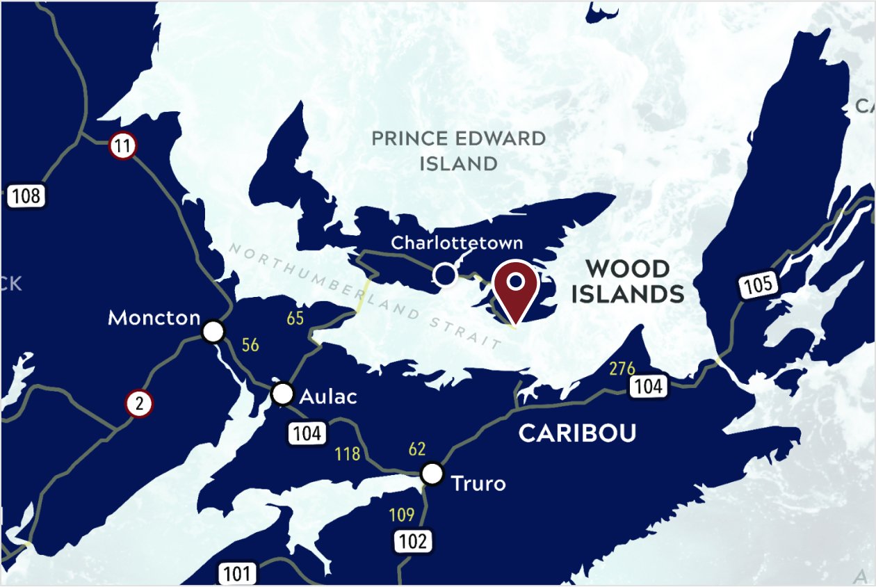 Map with Wood Islands Terminal