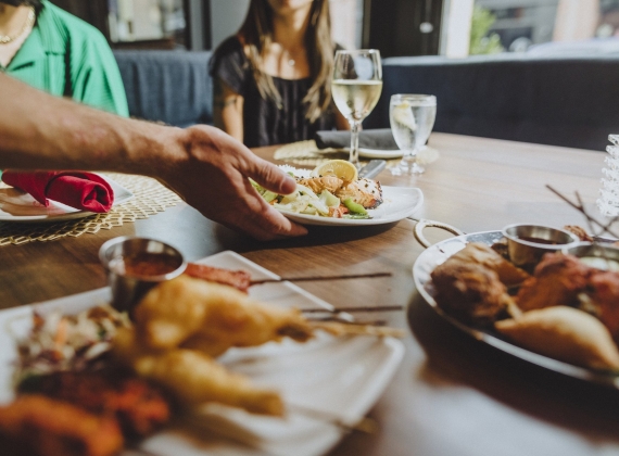 A delicious spread of seafood dishes