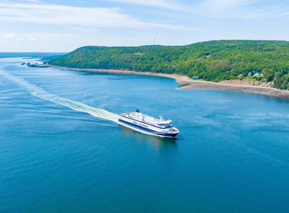 A ferry sailing across the water