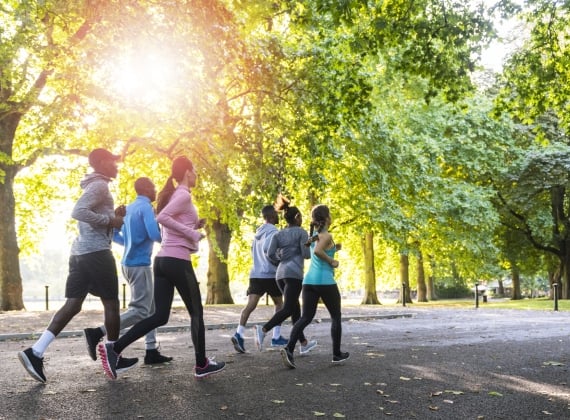 Runners in a park