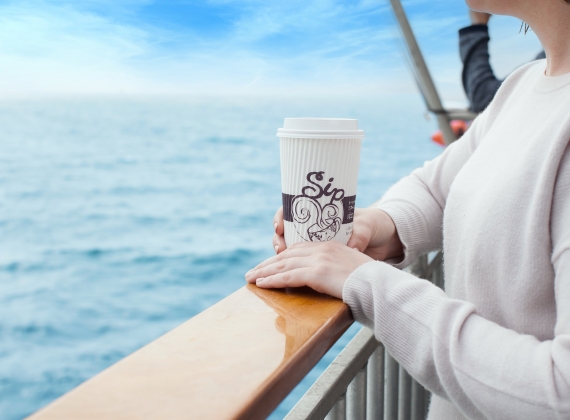 Enjoying a coffee on the balcony