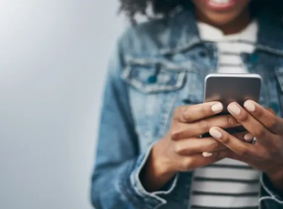 Female viewing her smart phone 